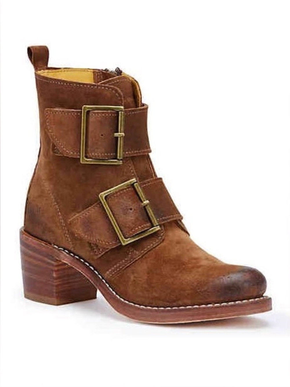 {Frye} Sabrina Double Oiled Suede Buckle Boots